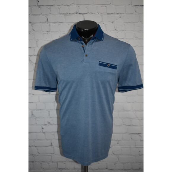 Ted Baker London Golf Polo Shirt Mens Size 6 Large Blue Performance Polyester - Picture 2 of 9